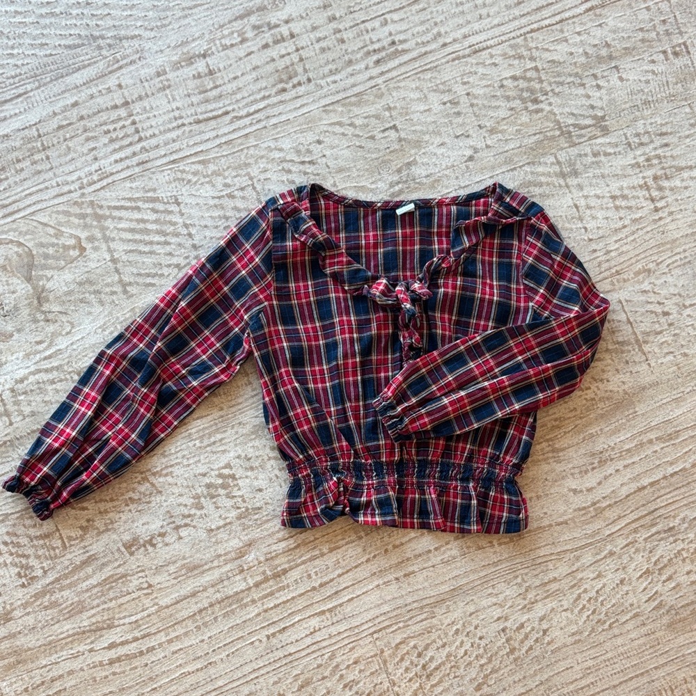 Old Navy Red and Blue Plaid Kids Blouse